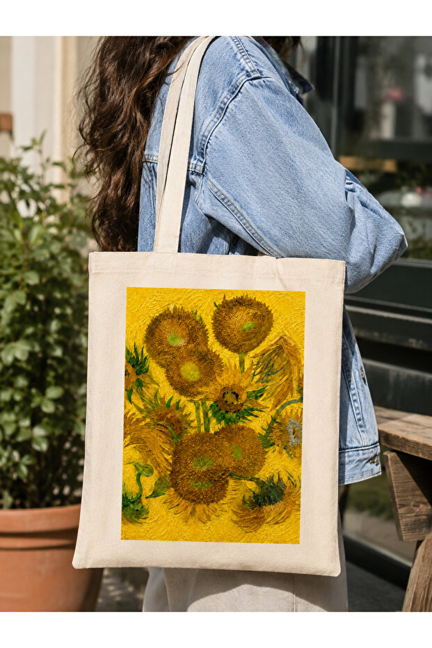 Van Gogh Series Printed Raw Cloth Bag, Shoulder Bag, Shopping Cloth Bag, Sublimation Printed Cloth Bag