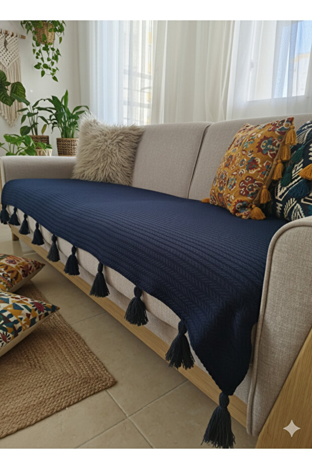 Navy Blue Tufted Sofa Cover 90X210 Cm, Stylish and Protective Design