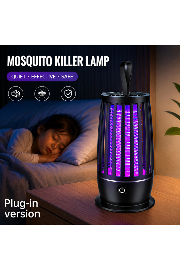 Black plug-in Mosquito Killer Lamp Two-in-one Ultraviolet Mosquito Trap Electric Insect Catcher USB