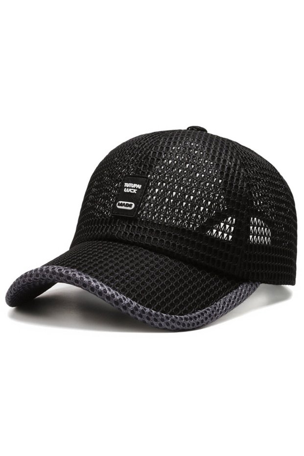 black Summer Baseball Cap UV Protection Sun Visors Hat Breathable Mesh Outdoor Hiking Fishing Cap Ad