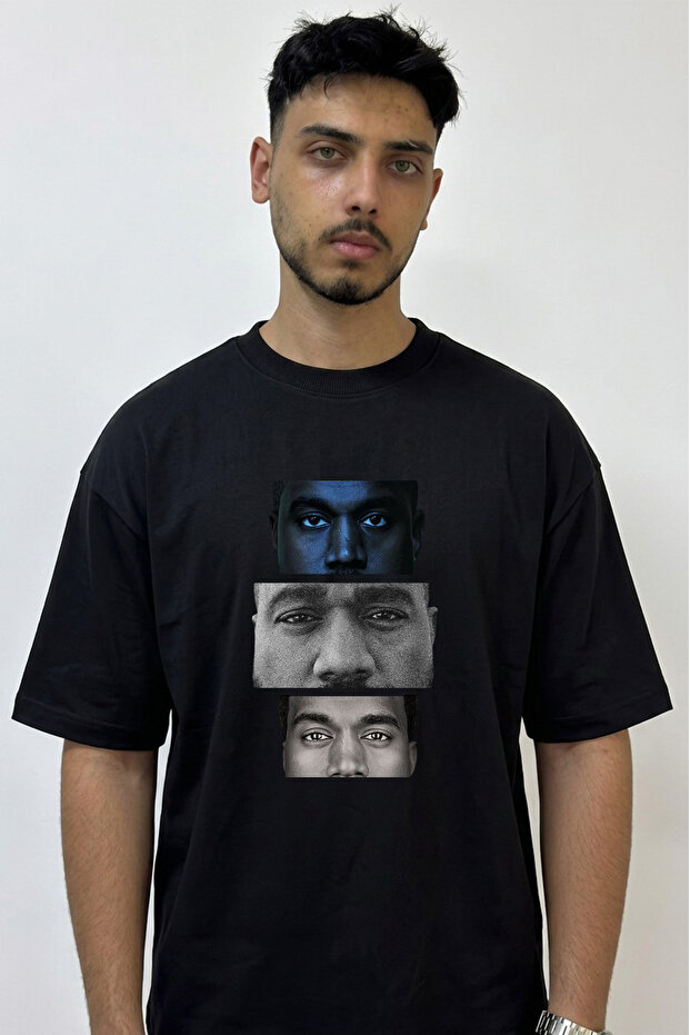 تي شيرت أسود كبير الحجم مطبوع بتصميم Kanye West_78