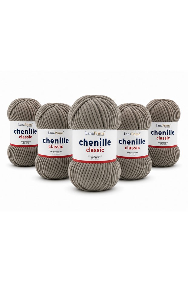 Chenille Velvet Yarn (Chenille Classic) Amigurumi Yarn - 5 Yards - 579 Dark Beige