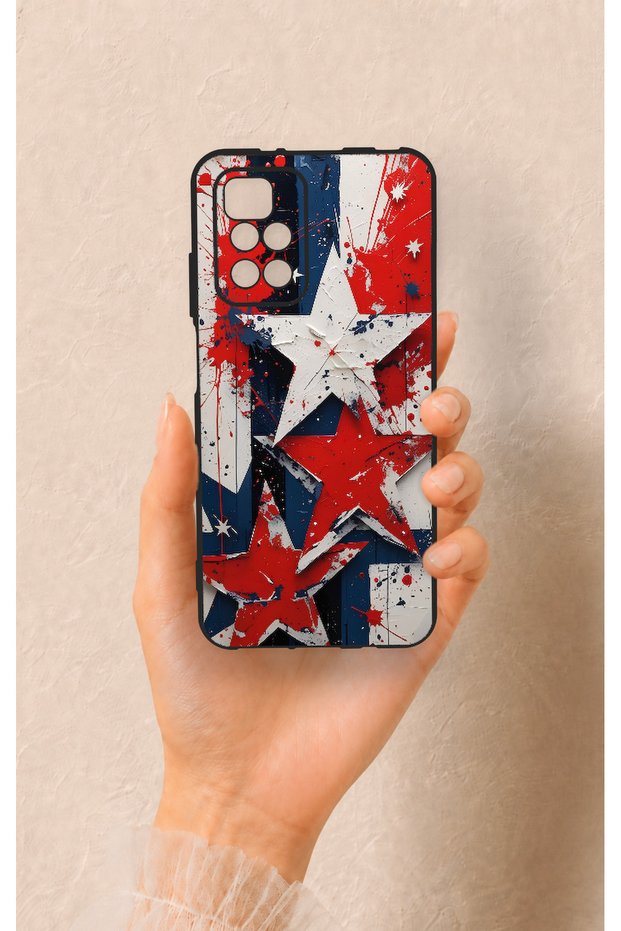 Redmi 10 2022 Compatible Star Flag Patterned Silicone Case