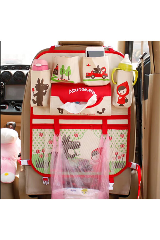 Baby and Child Car Seat Back Organizer Bag – Multi-Compartment Car Organizer, with Toy and Bottle Storage Sections, Waterproof Car Organizer for Travel