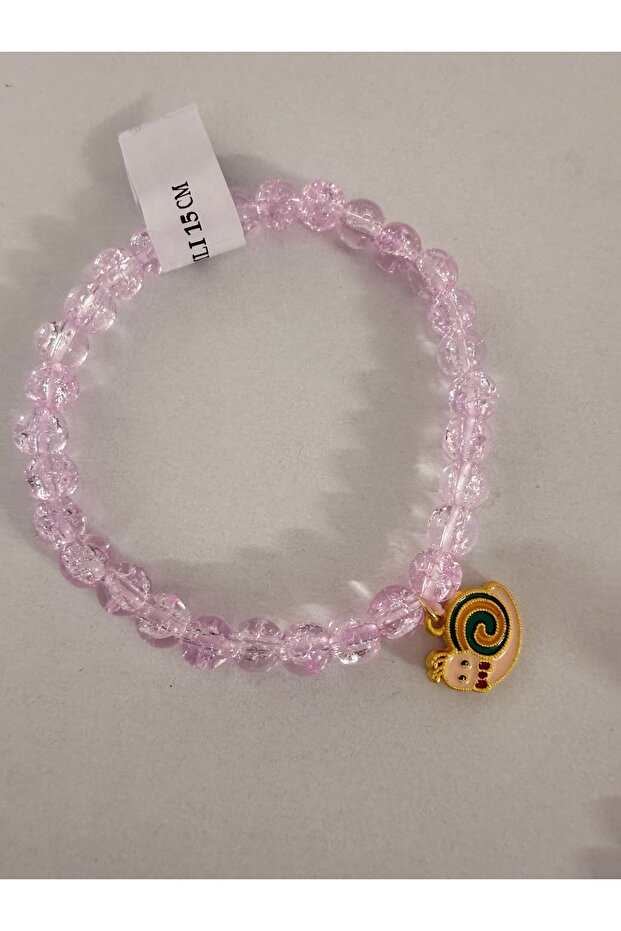 Pink Necef Stone Snail Charm Natural Stone Bracelet Standard Size 15 cm