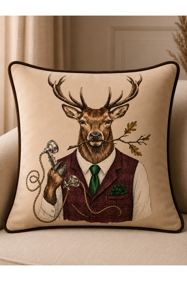 The Gentlemen’S Club Digital Printed Ribbed Polyester 4-Piece Throw Pillow Cover Set (Kr)