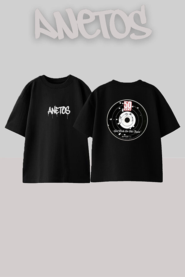 50 Cent_28 Design Printed Unisex Oversize Black Tshirt
