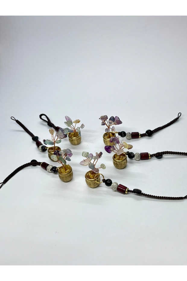 Fengshui Gold Para Keseli Fluorite Natural Stone Keychain