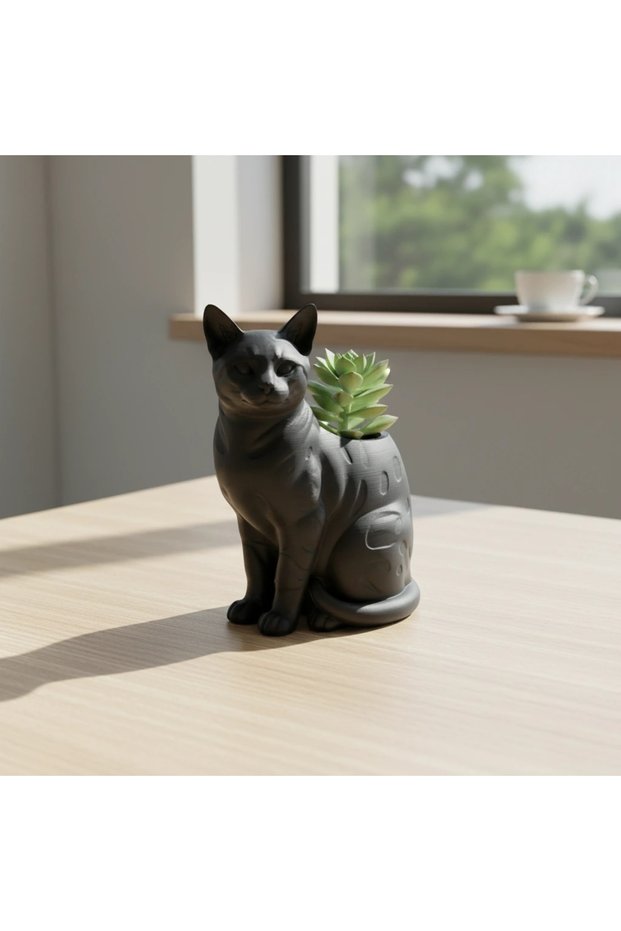 3D Printed Bengal Cat Shape Decorative Mini Pot