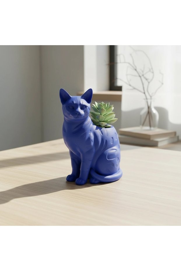 3D Printed Bengal Cat Shape Decorative Mini Pot