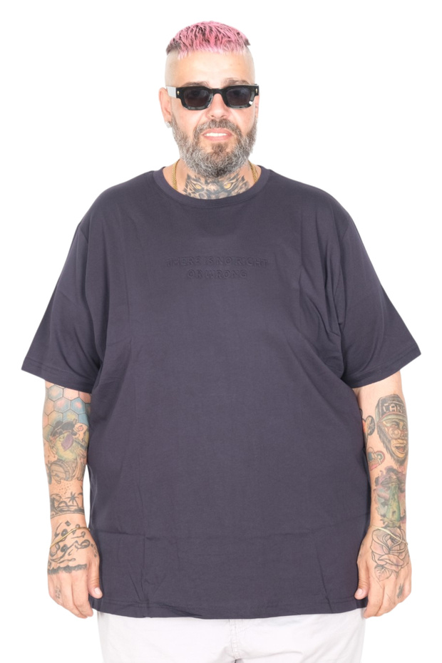 Mode XL Large Size T-Shirt Bıs There Is No Right 26120 Dark Blue