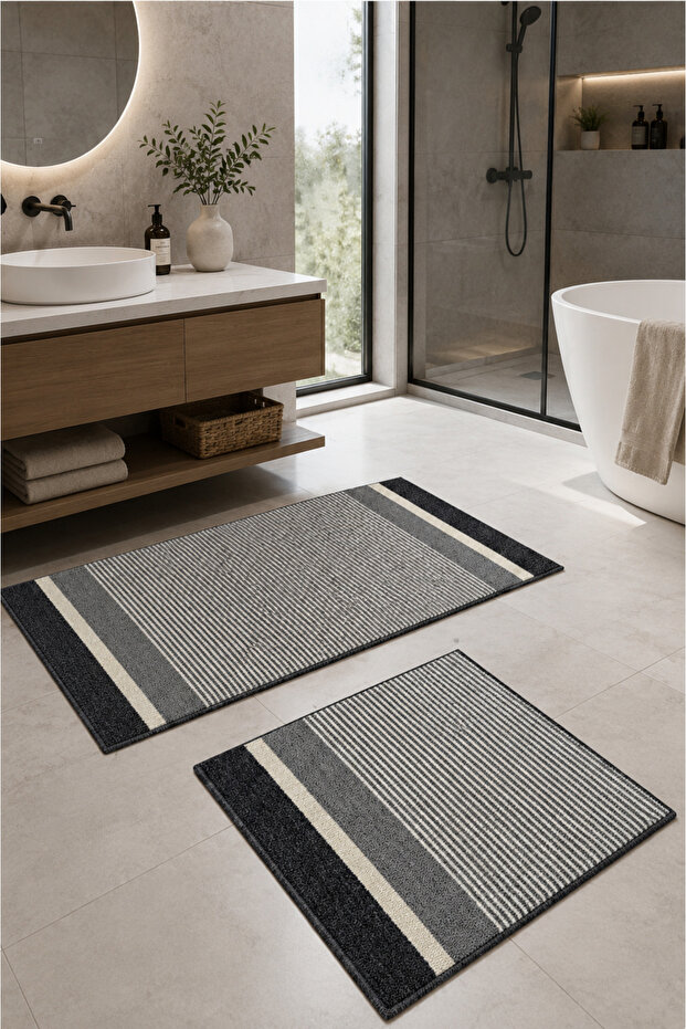 Woven Surface Non-Slip Base Water Absorbent Washable Bath Mat