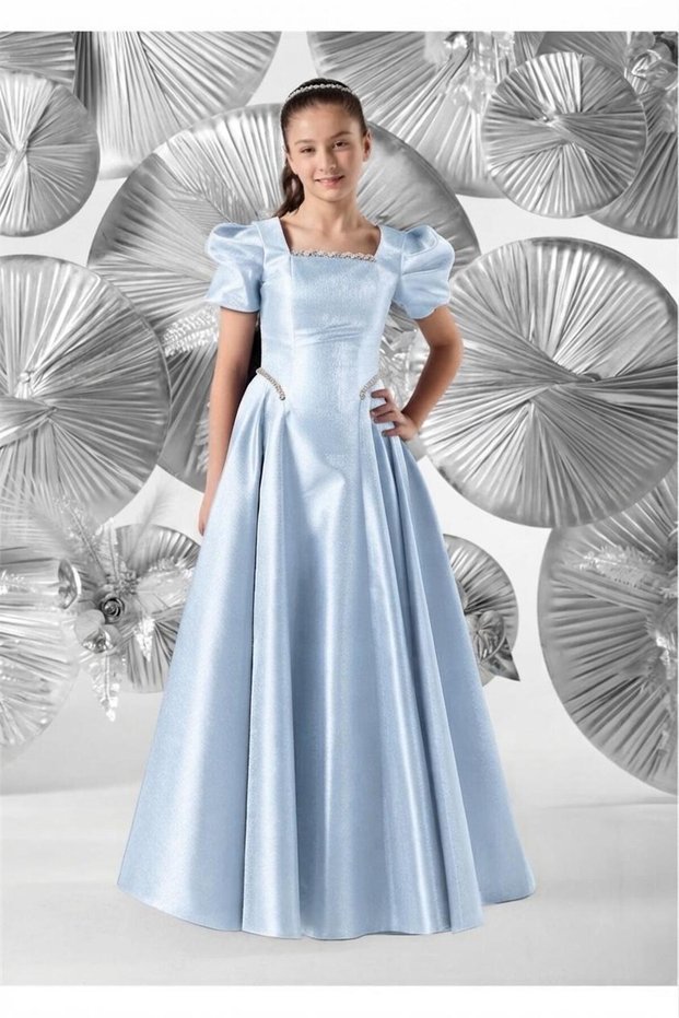 Meneviş Short Sleeve Girls' Long Evening Dress_Mnvs1004