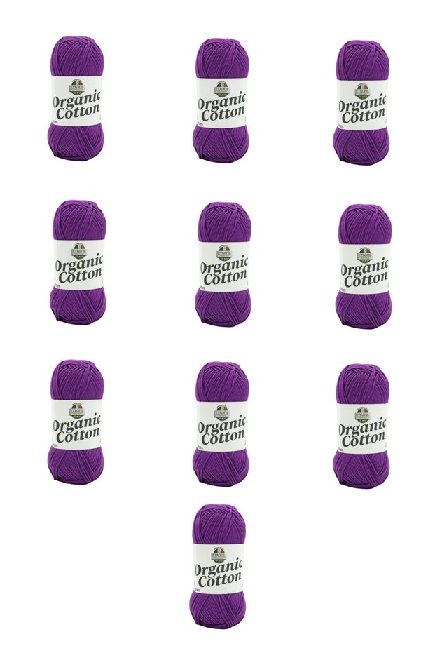 10 Pieces of Organic Cotton (76152) Noble Purple 100% Organic Cotton Amigurumi and Baby Knitting Yarn