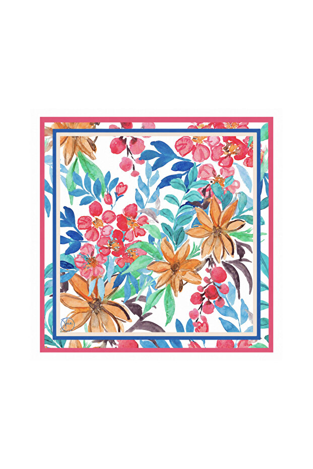 70cm Red Blue Leaf Pattern Satin Square Hair Neck Scarf Shawl Multi-Use Handbag Accessories