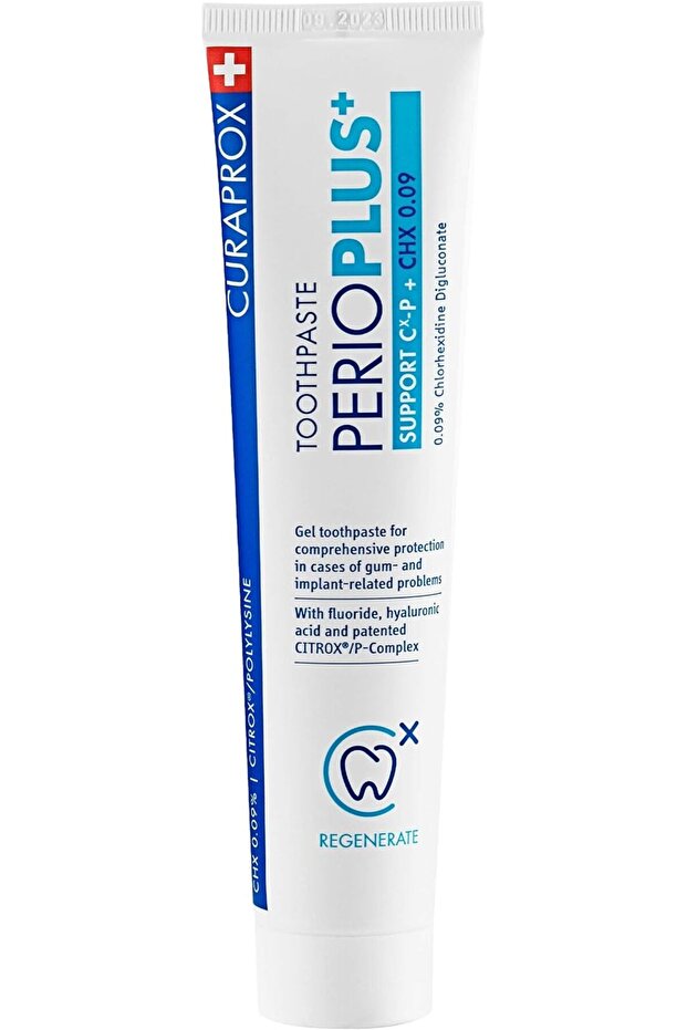 PerioPlus+ Support Toothpaste 75ml I CHX 0.09% with Citrox/P Formula & Hyaluronic Acid