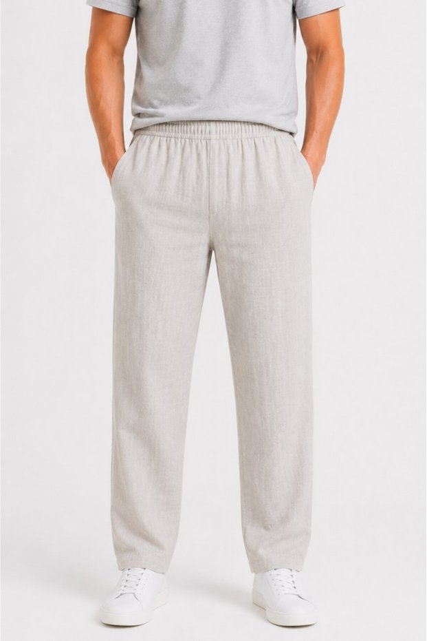 Atlas Men's Muslin Trousers, Comfortable Fit, Elastic Waist, Lace-Up, Daily Use Trousers