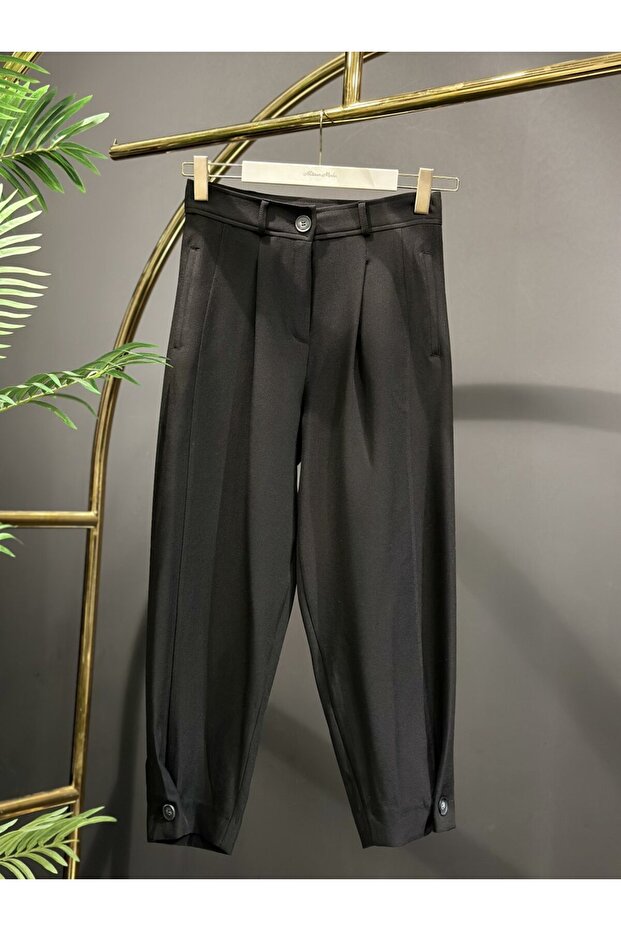 18123 Buttoned Cuffed Trousers Black