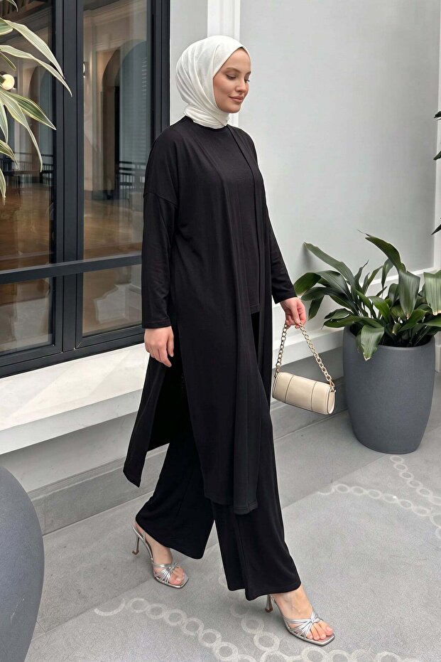 Triple Viscose Combed Cotton Suit 13205 - Black