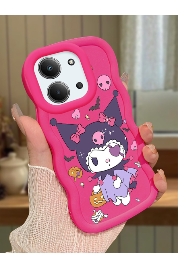 Redmi 15C 4g Compatible Case Camera Protector Red Silicone Couple Phone Case Cartoon Pattern