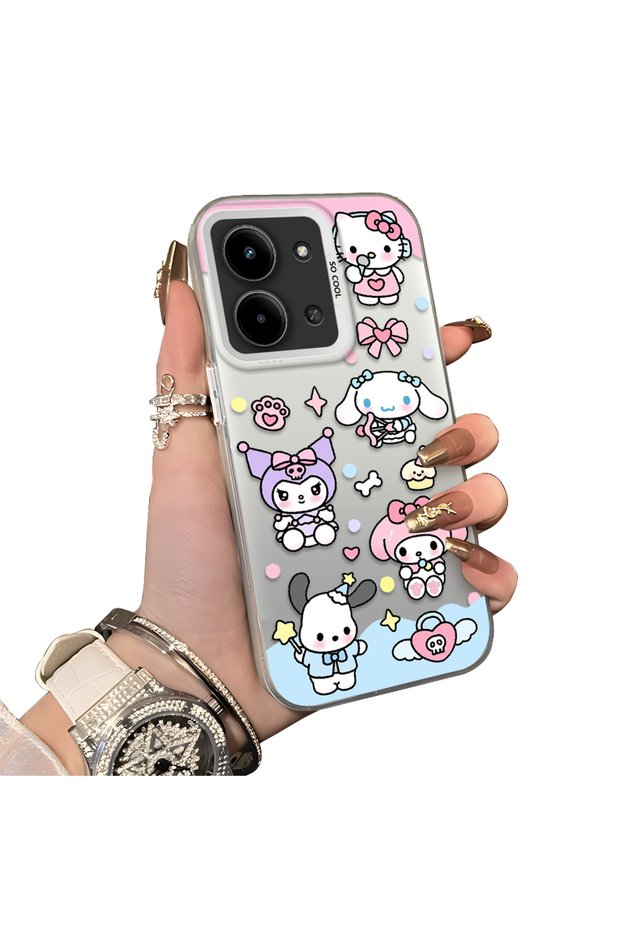 Redmi 15C 5g Compatible Silicone Edge Hard Back Case Couple Phone Case Cartoon Pattern