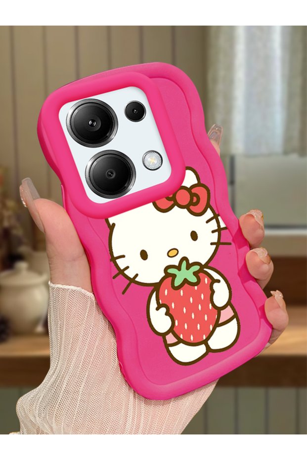 Redmi Note 13 Pro 4g Compatible Case Camera Protector Red Silicone Couple Phone Case Kitty Pattern