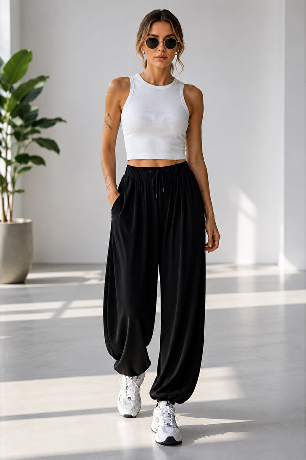 Women's Modal Fabric Casual Shalwar Trousers with Pockets, Comfortable Fit