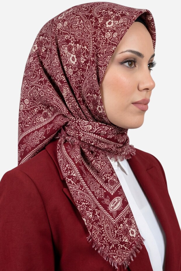 وشاح نسائي من القماش القطني المزخرف باللون الوردي الداكن بنمط الشال الأصلي