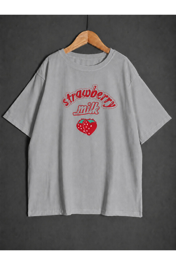 Women's Strawberry Milk Printed Oversized T-Shirt