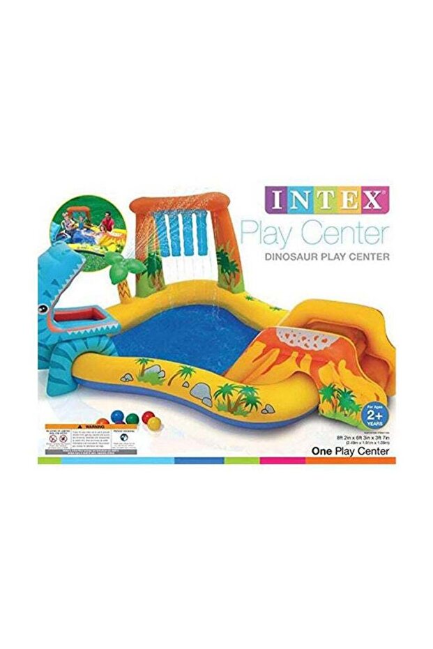 Dinosaur Play Centre Inflatable Pool With Balls 249.68x108.9x191cm