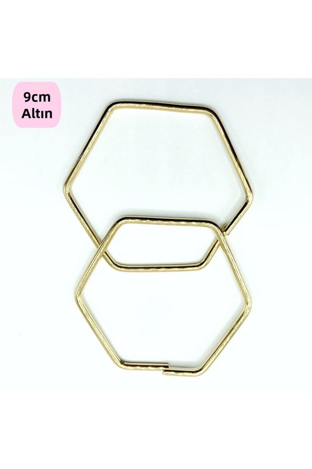 Metal Hexagonal Bag Handle 9cm Gold