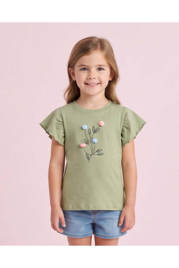 Girls Green 3D Print T-Shirt