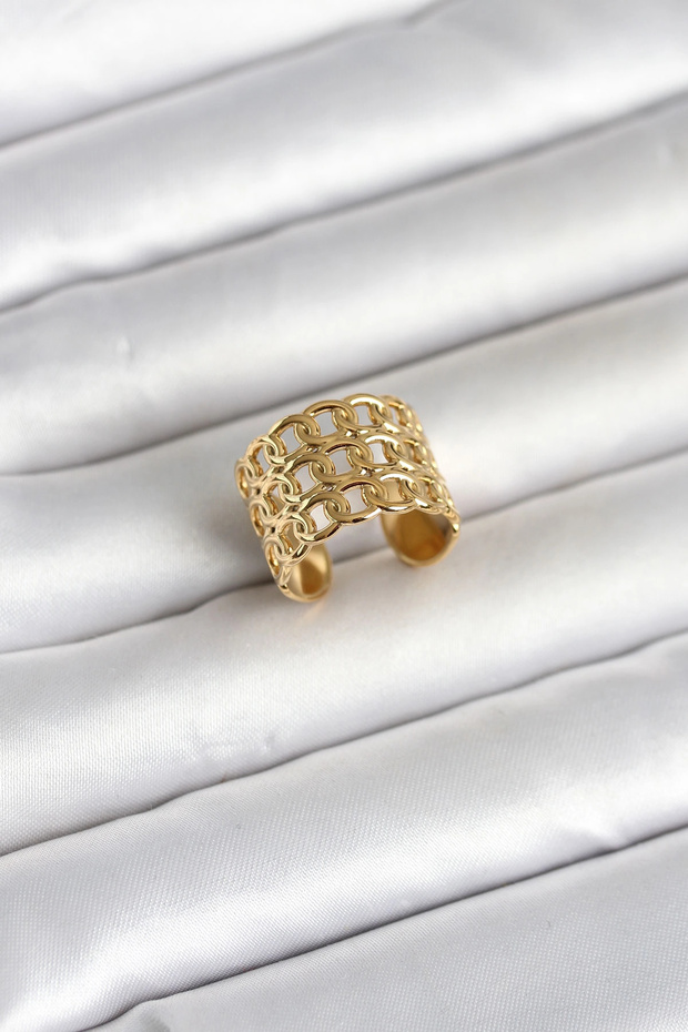 316L Steel Gold Color Chain Model Women's Ring