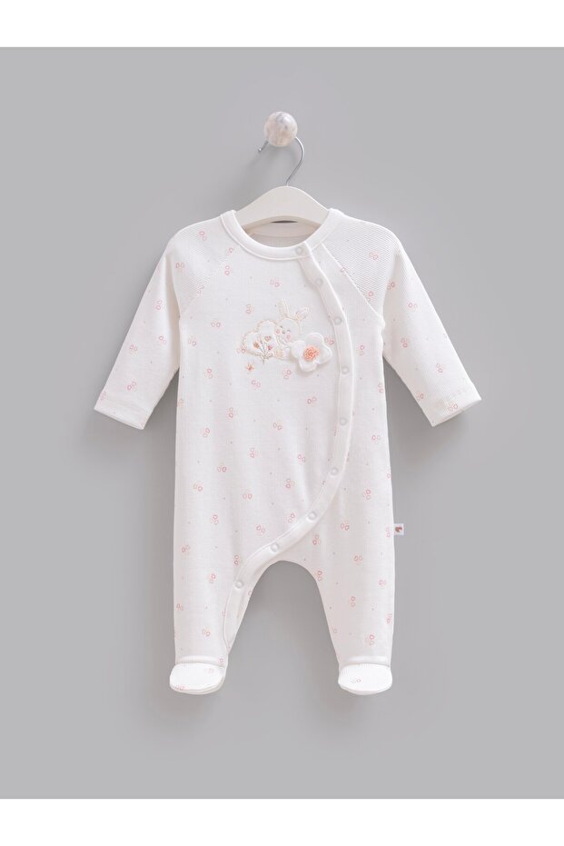 100% Cotton Rose Girls' Jumpsuit Ecru