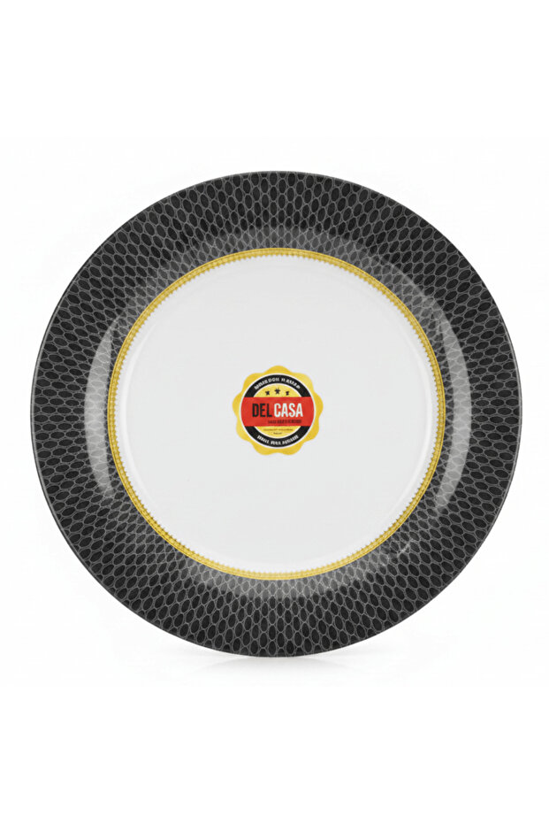 Premium Black & White Melamine Dinner Plate 8.5 Inch