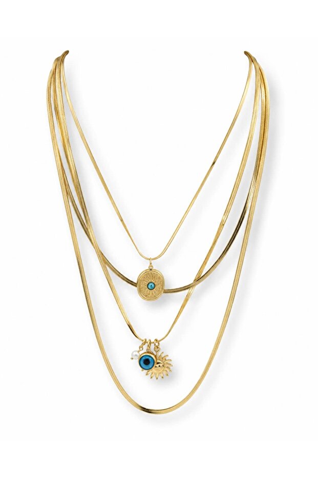 Steel Multi Necklace Set