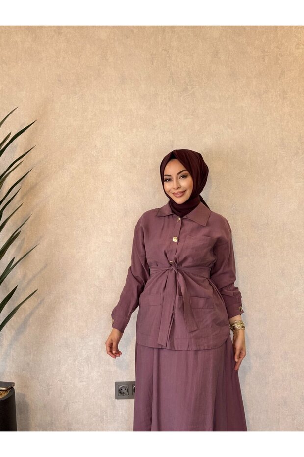 4488 Suit with Three Front Pockets, Plum Color