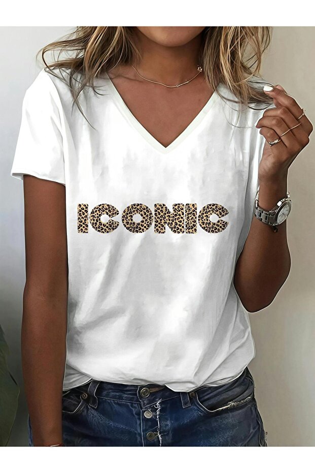 Women's Sardines Printed V-Neck Sleeved Regular Fit Comfortable T-Shirt
