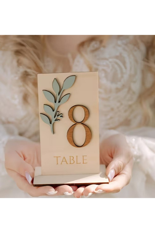 Wooden Flower Detailed Table Numberer