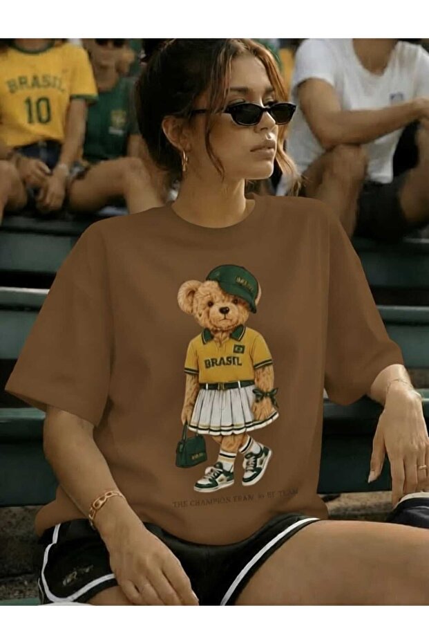 Brazil Teddy Bear Printed Oversize Cotton T-Shirt