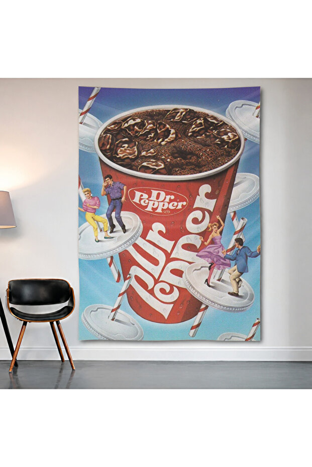 Dr Pepper Vintage Advertisement Wall Covering Wall Tapestry First Quality Satin Fabric Poster