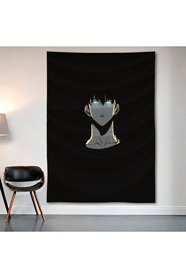 Solo Leveling Sung Jinwoo Minimal Wall Covering Wall Tapestry First Quality Satin Fabric Poster