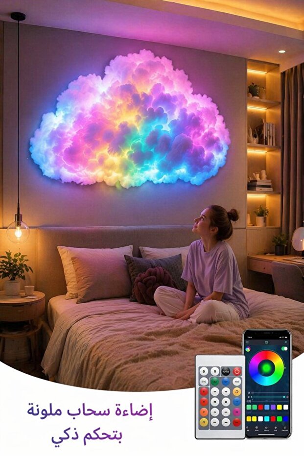 مجموعة واحدة من أضواء السحاب LED متزامنة مع الموسيقى RGB من البلاستيك PVC مع جهاز تحكم عن بعد USB وتطبيق لتزيين غرفة الألعاب