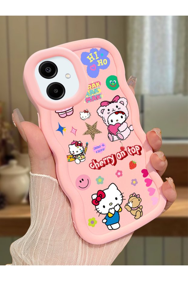 Samsung Galaxy A06 Compatible Case Camera Protector Pink Silicone Couple Phone Case Kitty Pattern
