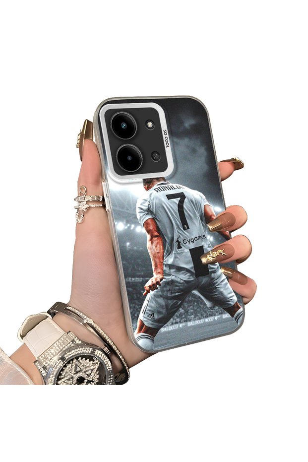 Redmi 15C 5g Compatible Silicone Edge Hard Back Case Couple Phone Case Cr7 Patterned
