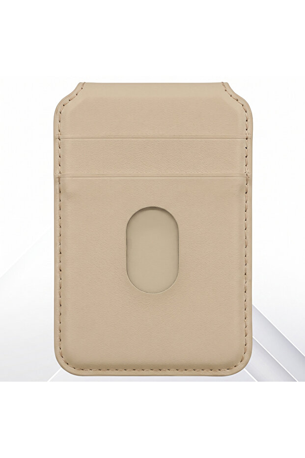 Magsafe Compatible Magnetic Foldable Cream Leather Wallet and Card Holder
