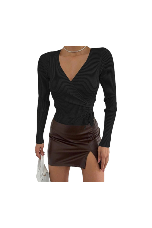 Women's Double-Breasted Knit Top Free Size – Elegant & Chic