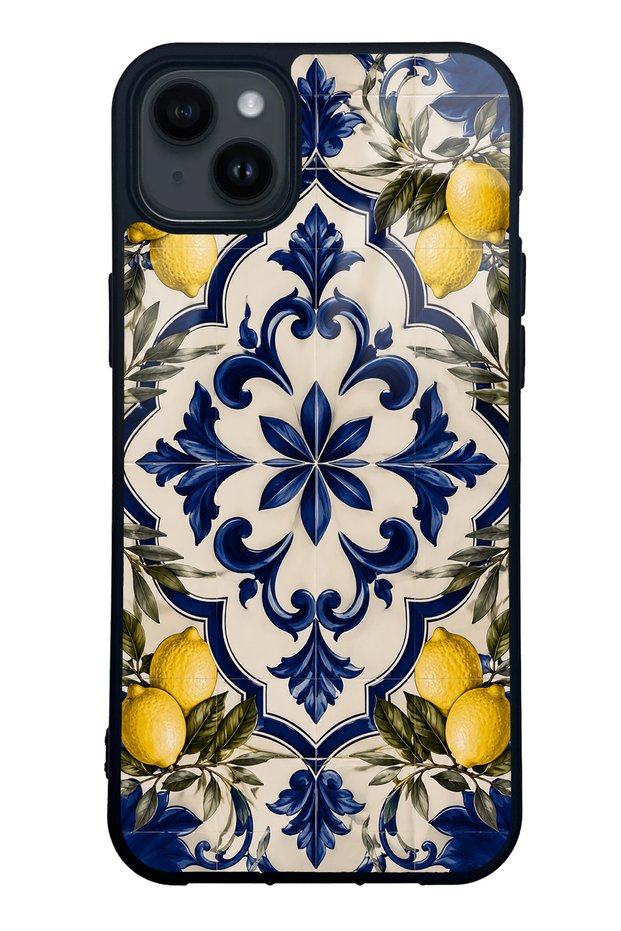 iPhone 14 Plus Royal Lemon Mosaic Design Glossy Phone Case