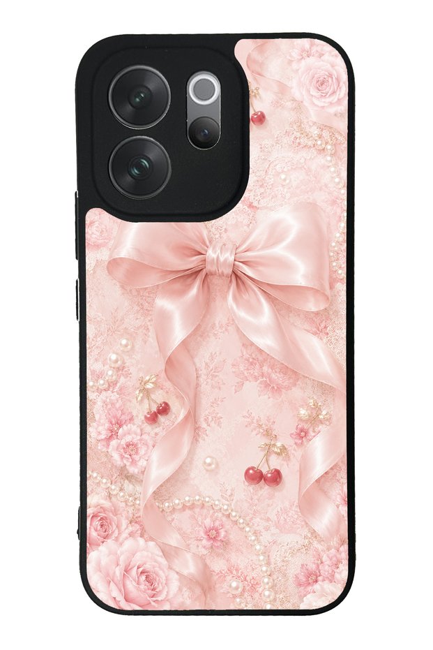 Vivo V70 Glossy Phone Case with Cherry Blush Bow Design