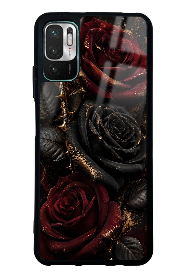 Xiaomi Redmi Note 10 5g Obsidian Crimson Rose Design Glossy Phone Case